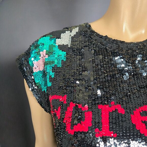 Twin-Set Simona Barbieri Sequin Mini Dress Graphic Print Size S Indie Sleaze - Picture 6 of 14